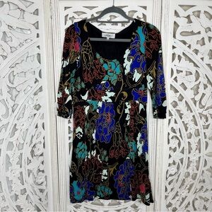 Tibi Black Floral Silk Jersey Dress